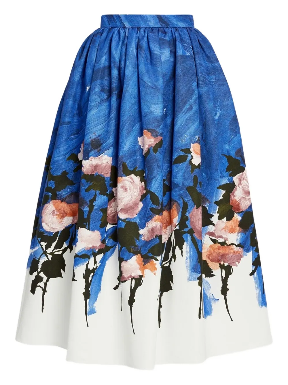 Erdem Floral Gathered Midi Skirt