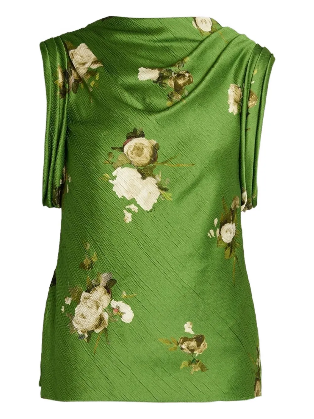 ERDEM Top met col en roosprint Groen
