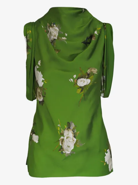 ERDEM cowl-neck rose-print top