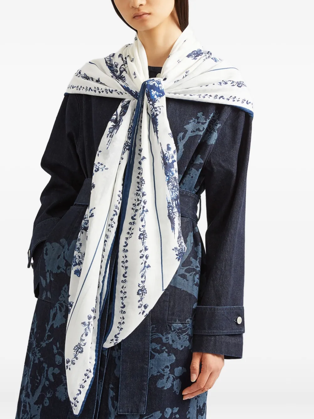 ERDEM フローラル スカーフ - ホワイト ERDEM フローラル スカーフ - ホワイト