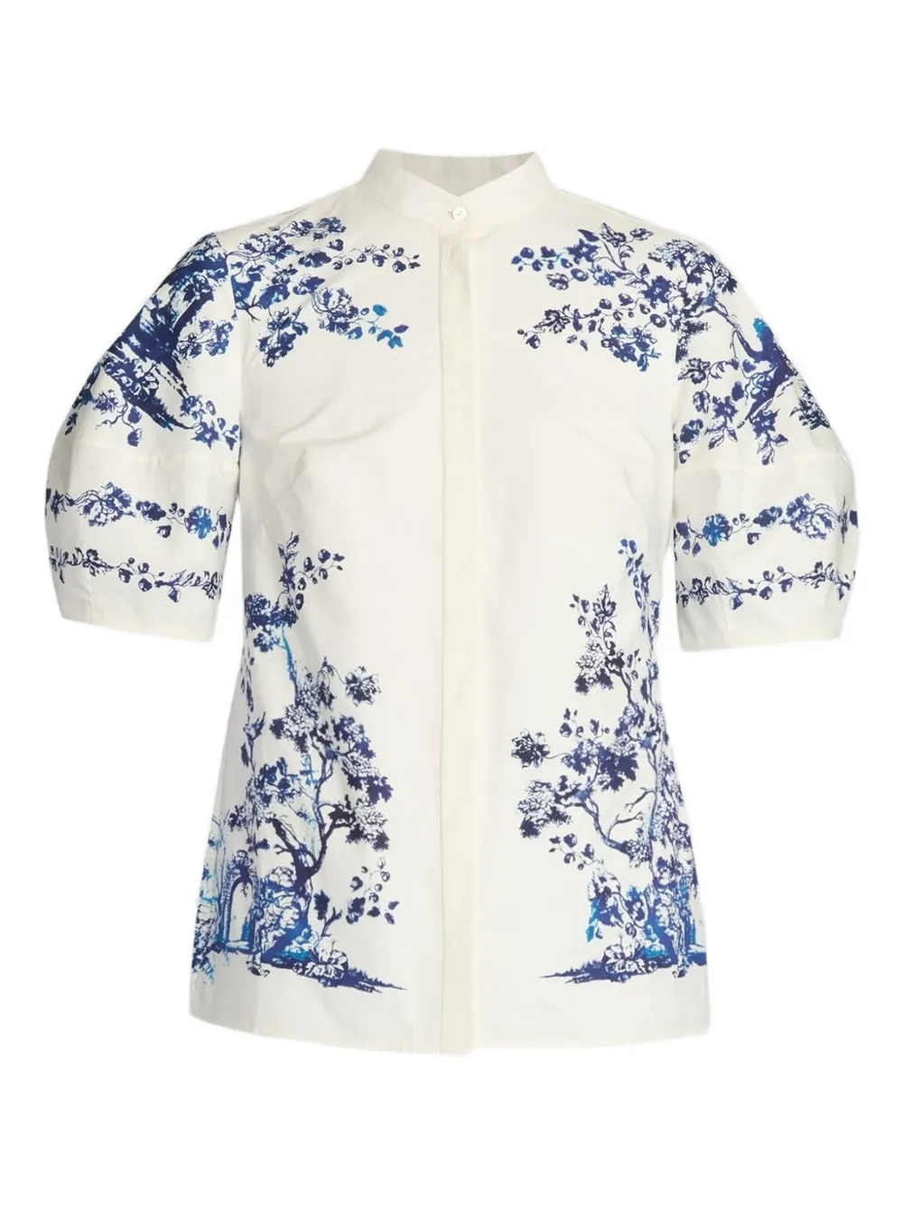 ERDEM tree-print puff-sleeve top | White | Image 1