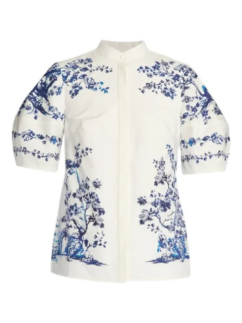 ERDEM top con mangas farol y árbol estampado