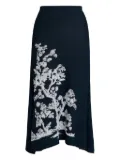 ERDEM tree-print midi skirt - Blue
