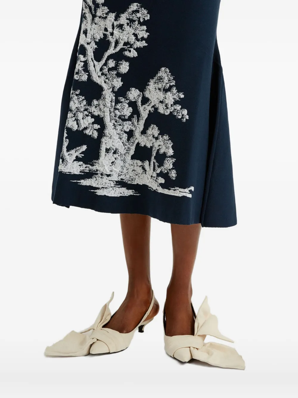 ERDEM Midi-rok met boomprint Blauw