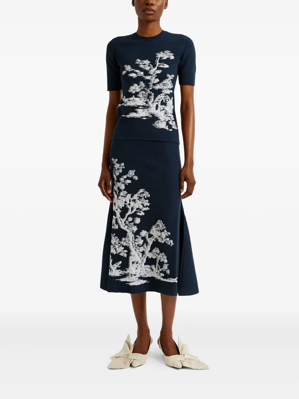 ERDEM Midi-rok met boomprint Blauw