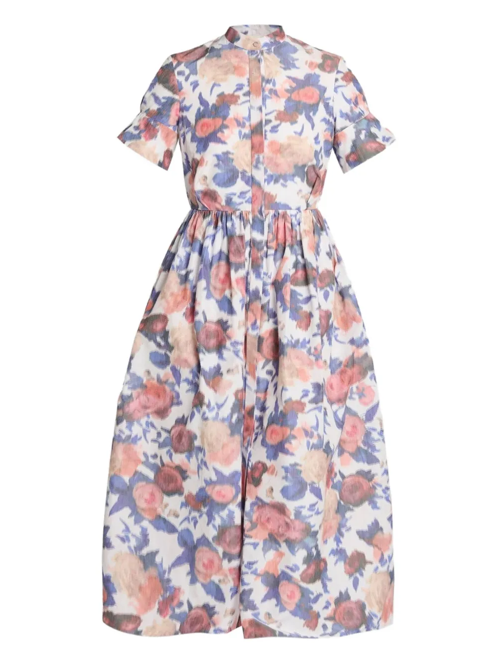 Erdem Floral-print Short-sleeve Midi Dress