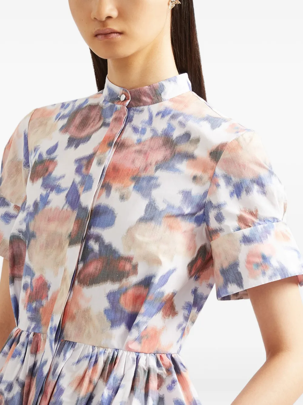 ERDEM Midi-jurk met bloemenprint Blauw