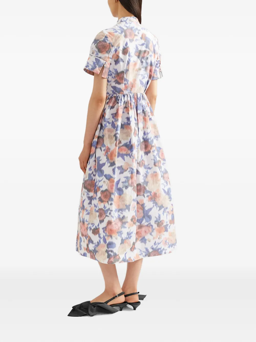 ERDEM Midi-jurk met bloemenprint Blauw