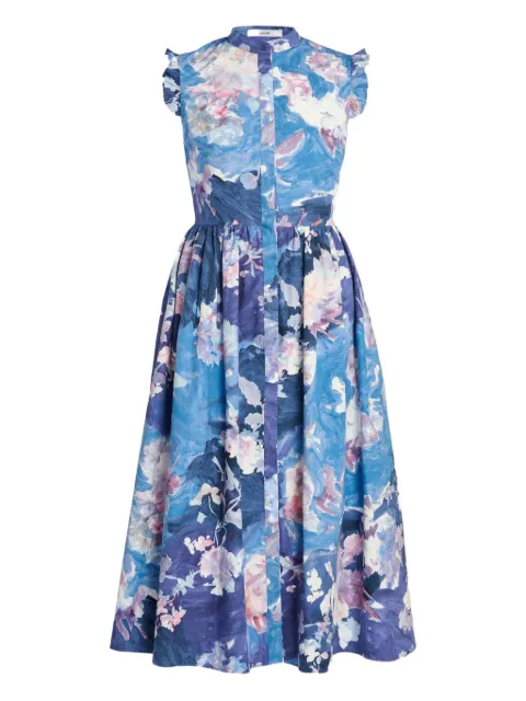 ERDEM vestido con estampado floral y volantes