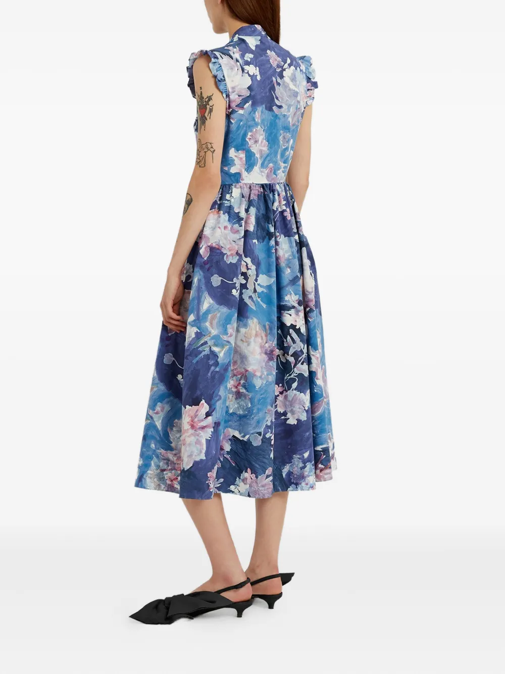 ERDEM Jurk met bloemenprint Blauw