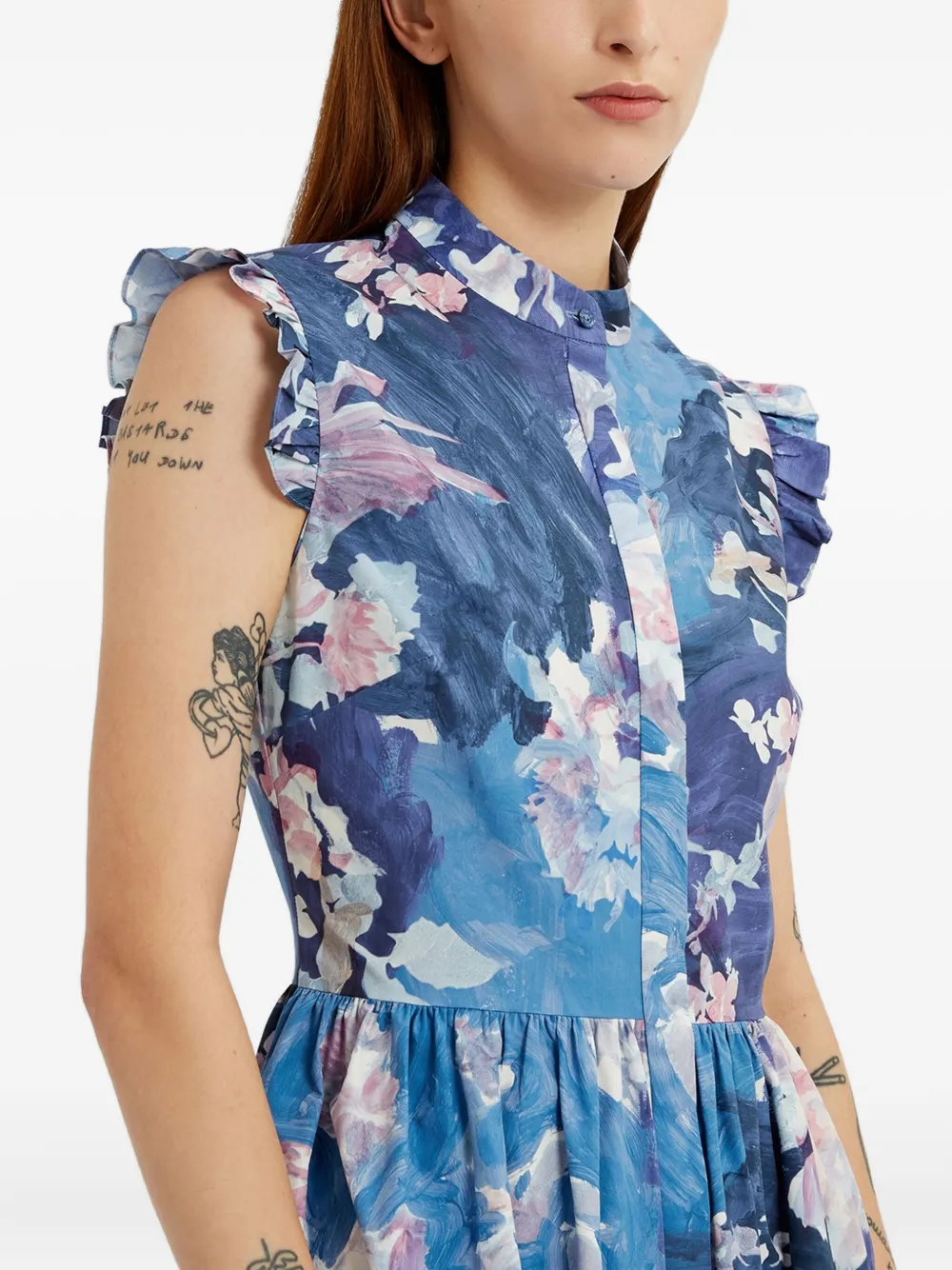ERDEM Jurk met bloemenprint Blauw