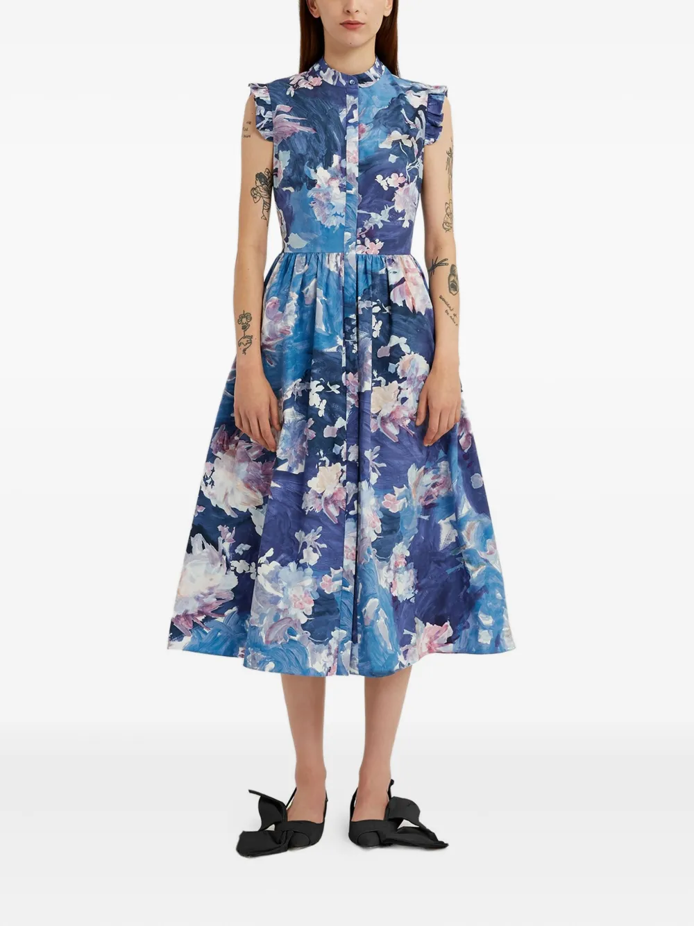 ERDEM Jurk met bloemenprint Blauw