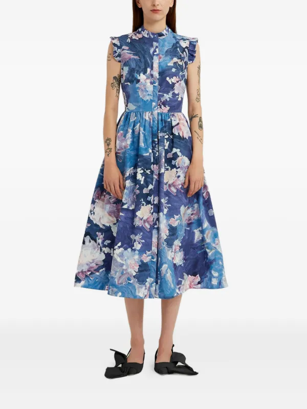 未使用★ERDEM★フローラル★ベルト付★ロングワンピース ERDEM ラッフル フローラル ワンピース | ブルー | FARFETCH JP