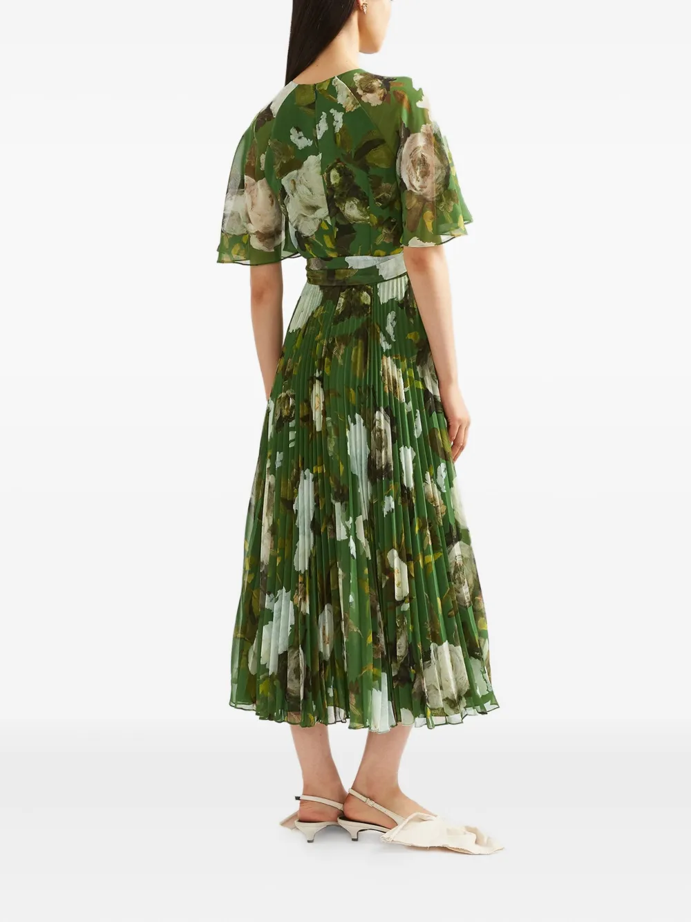 ERDEM Midi-jurk met bloemenprint Groen