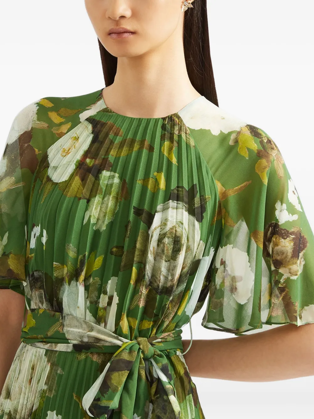 ERDEM Midi-jurk met bloemenprint Groen