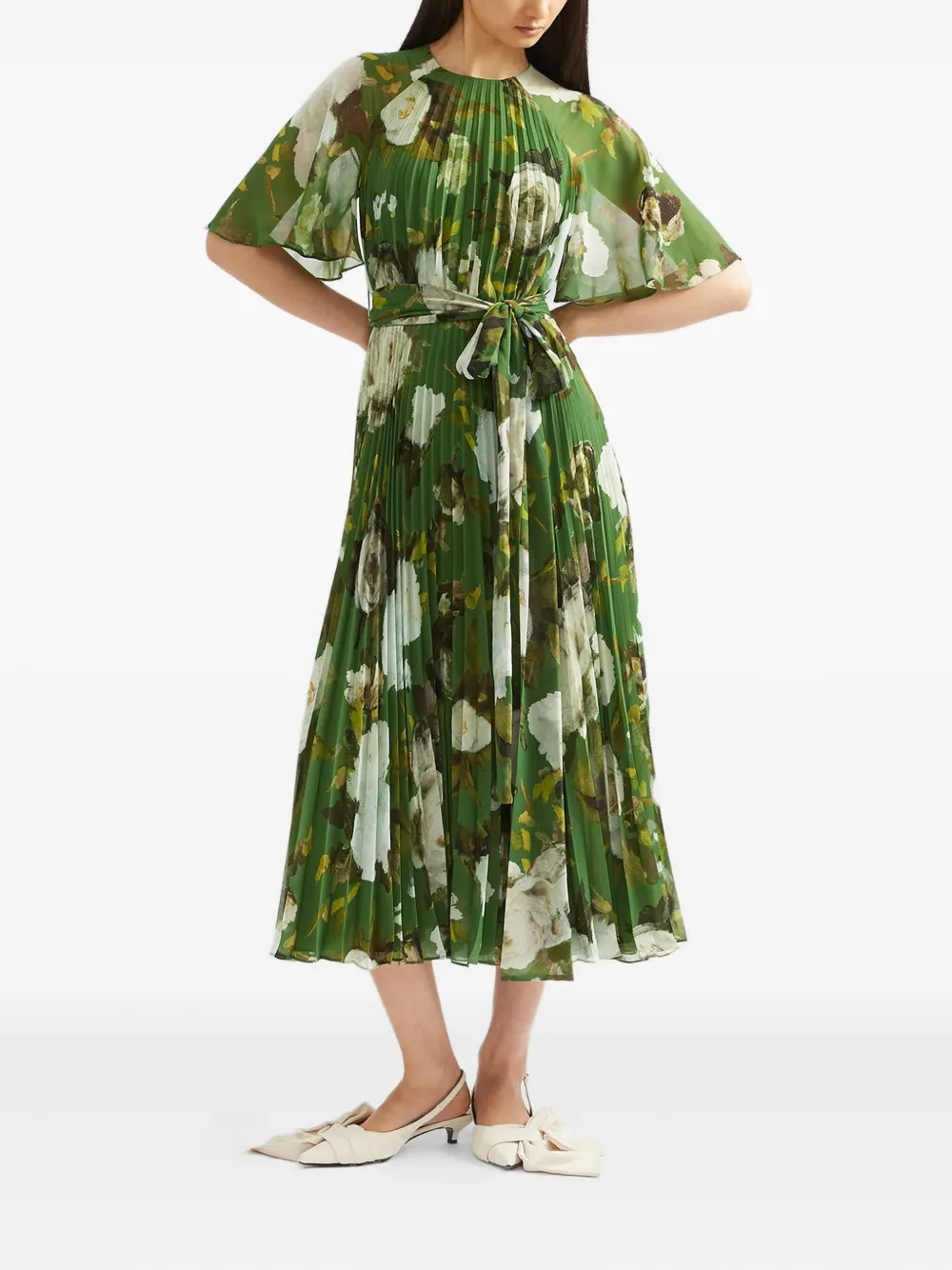 ERDEM Midi-jurk met bloemenprint Groen