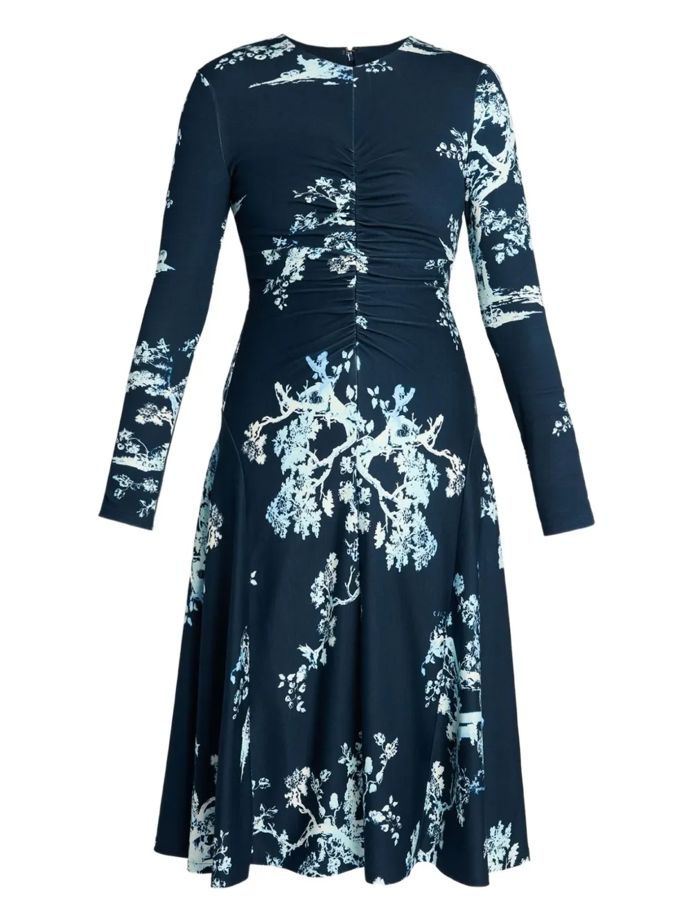 ERDEM robe drapée à manches longues - Bleu
