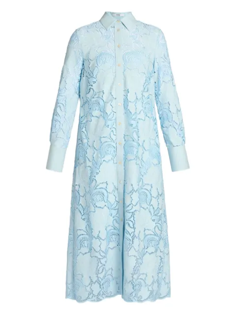 ERDEM vestido camisero con encaje floral