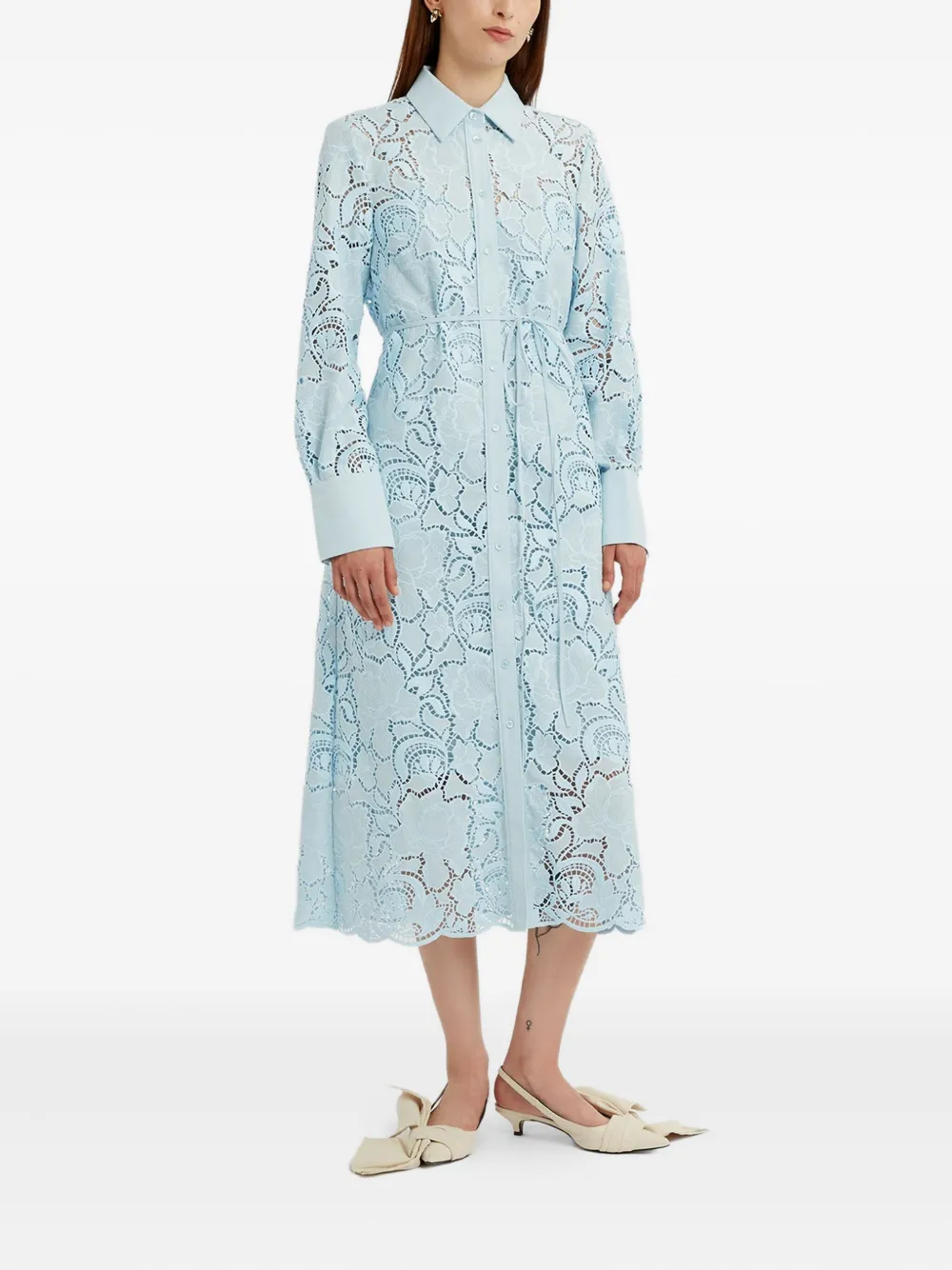 ERDEM Blousejurk met bloemenkant Blauw