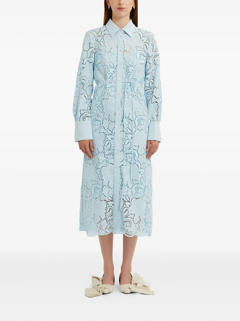 ERDEM Blousejurk met bloemenkant Blauw