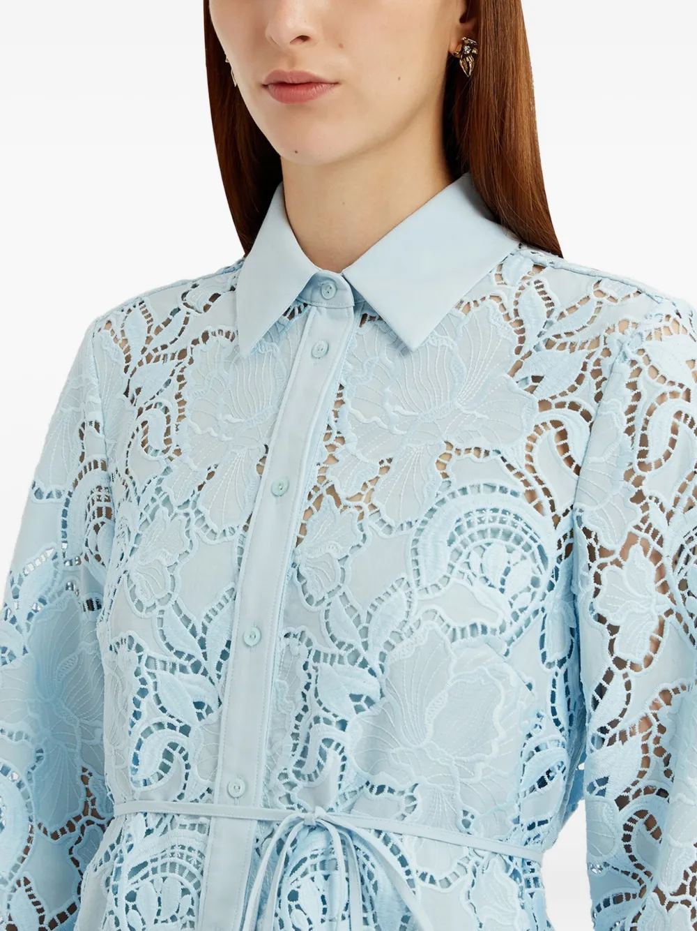 ERDEM Blousejurk met bloemenkant Blauw
