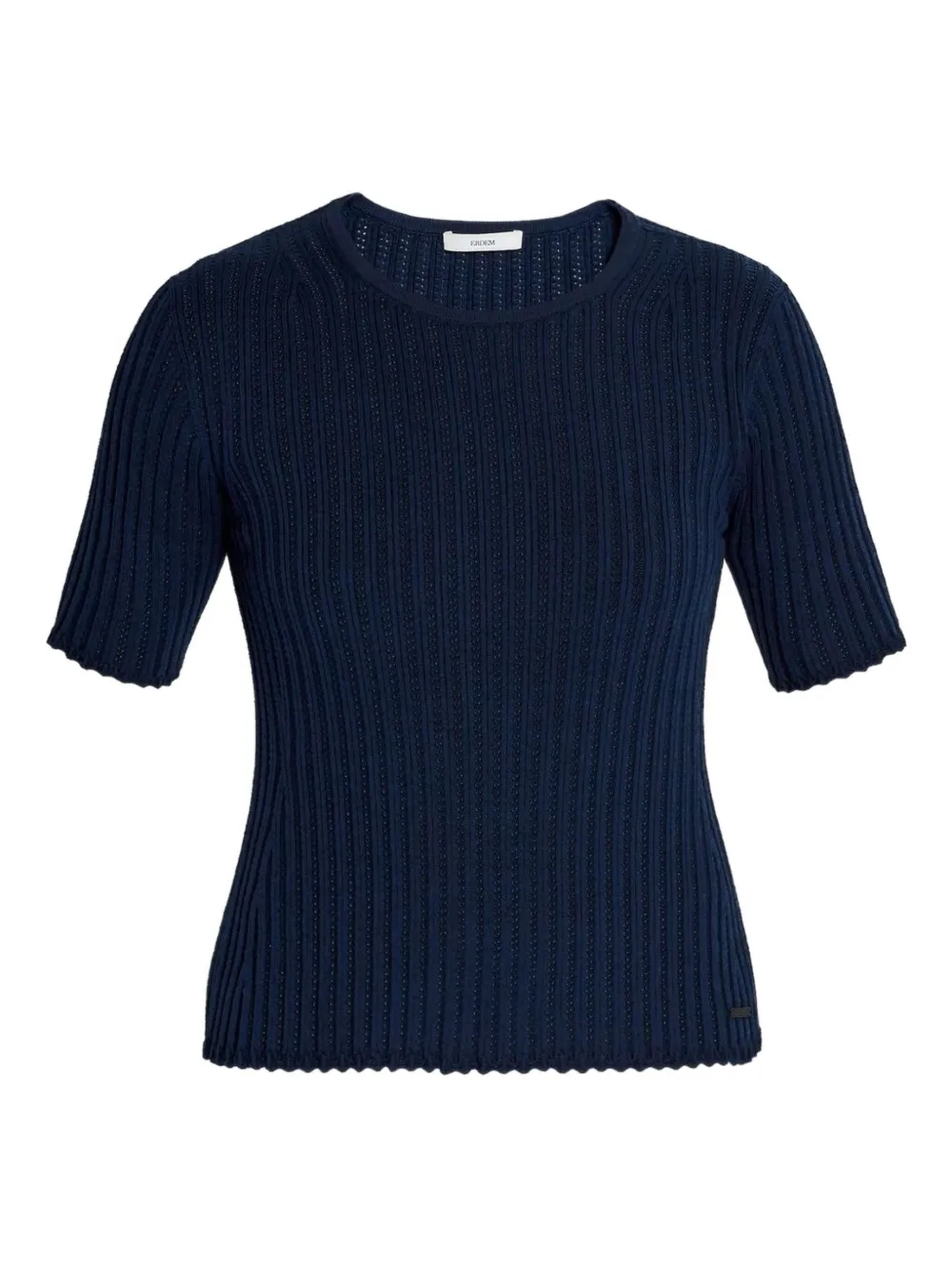 ERDEM Geribbelde top met korte mouwen Blauw