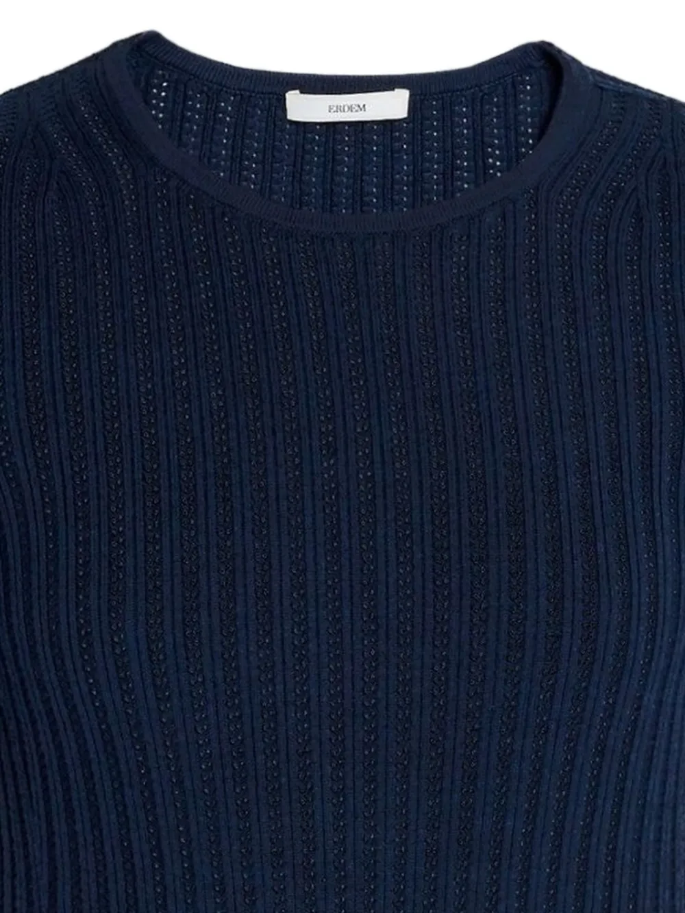 ERDEM Geribbelde top met korte mouwen Blauw