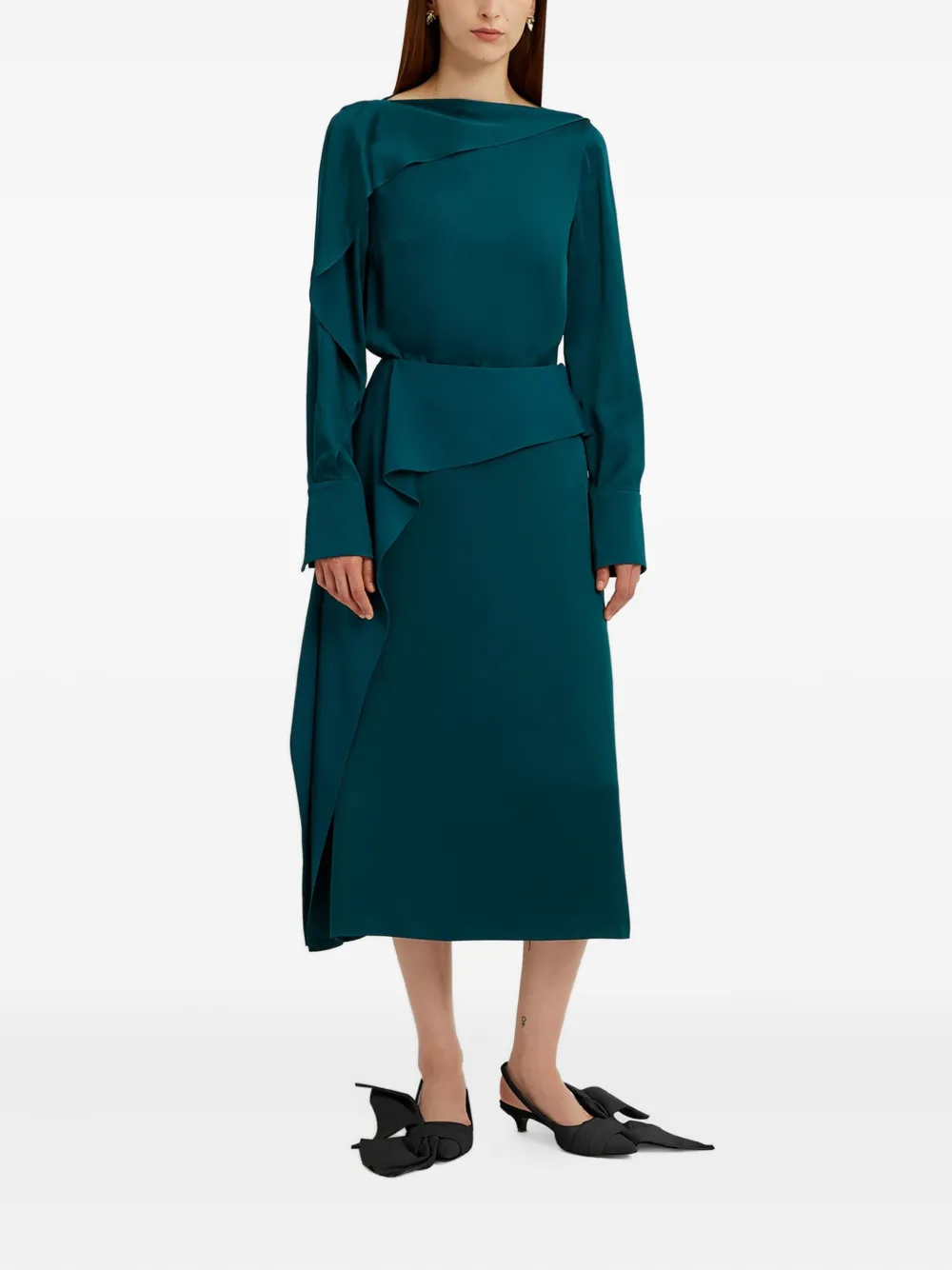ERDEM Midi-rok met ruches - Groen