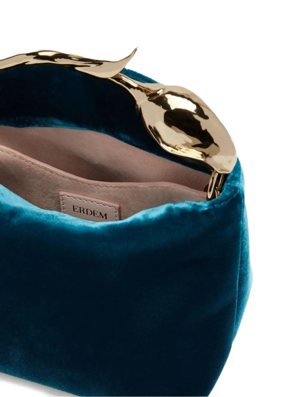 ERDEM Bloom fluwelen mini-tas met roosvormige handgreep Blauw