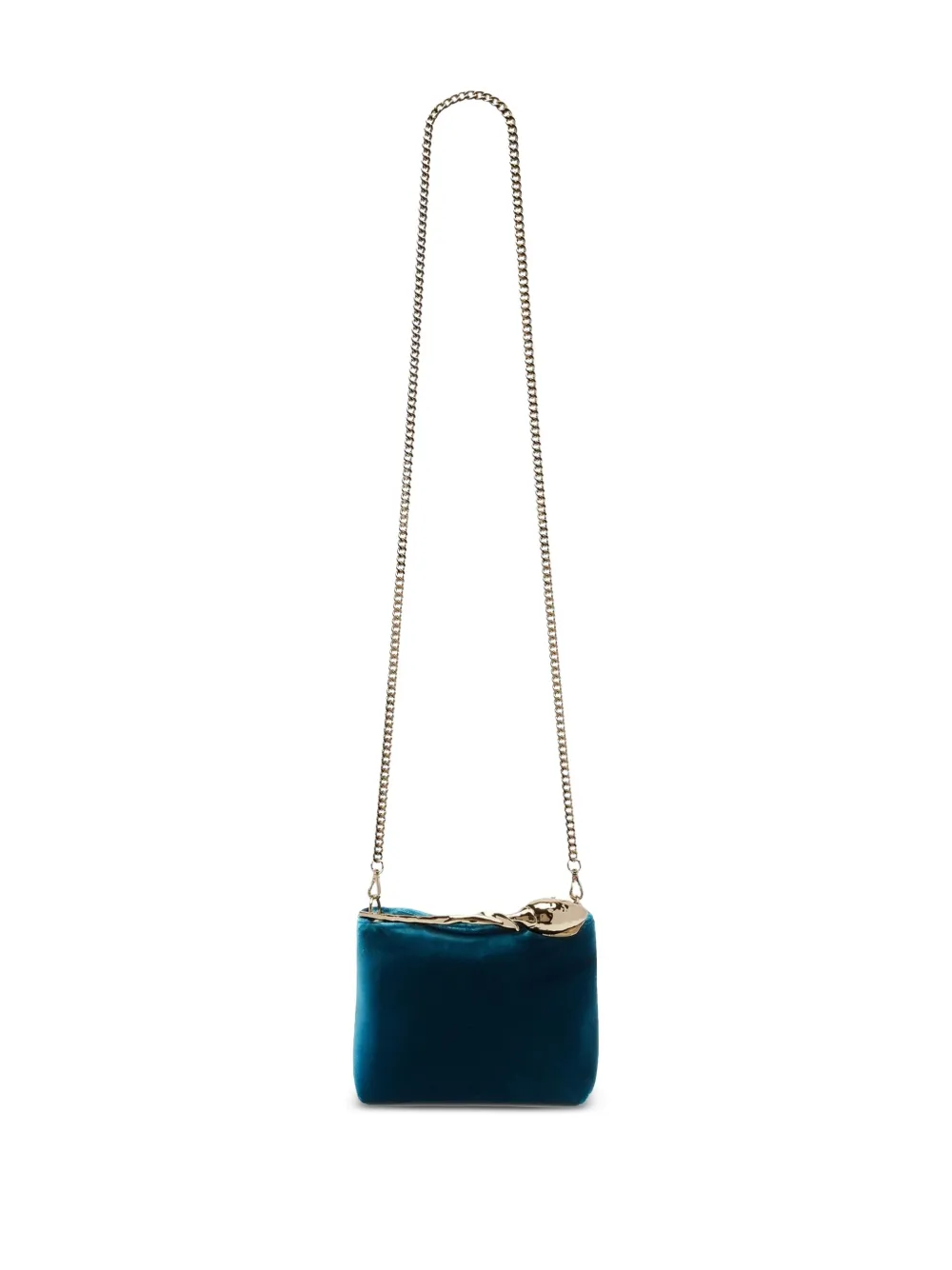 ERDEM Bloom fluwelen mini-tas met roosvormige handgreep Blauw