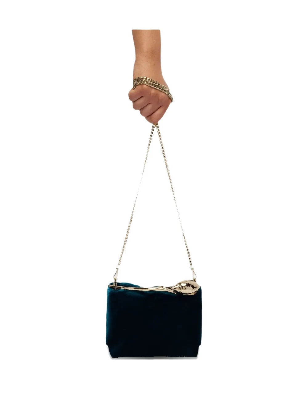 ERDEM Bloom fluwelen mini-tas met roosvormige handgreep Blauw
