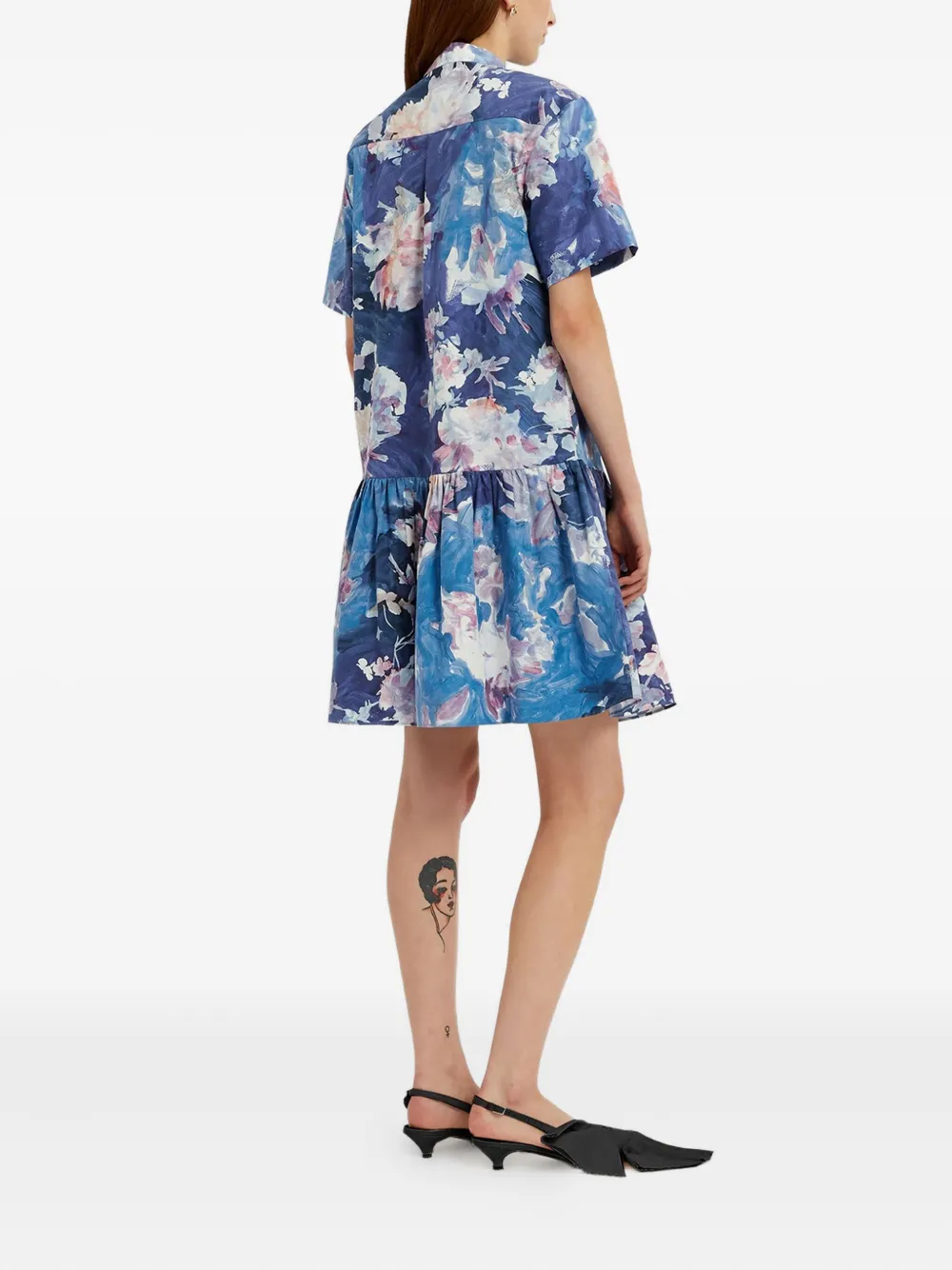 ERDEM Midi-jurk met bloemenprint Blauw