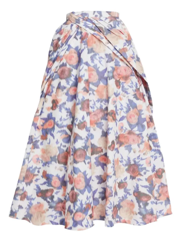 Erdem Floral-print Maxi Skirt in Purple