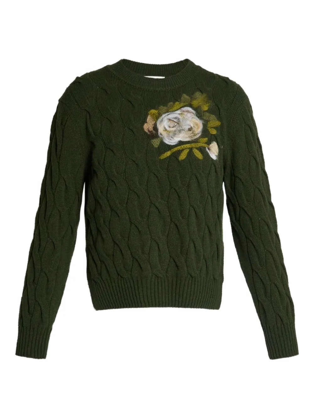 Erdem Cable-knit Floral-embroidered Sweater