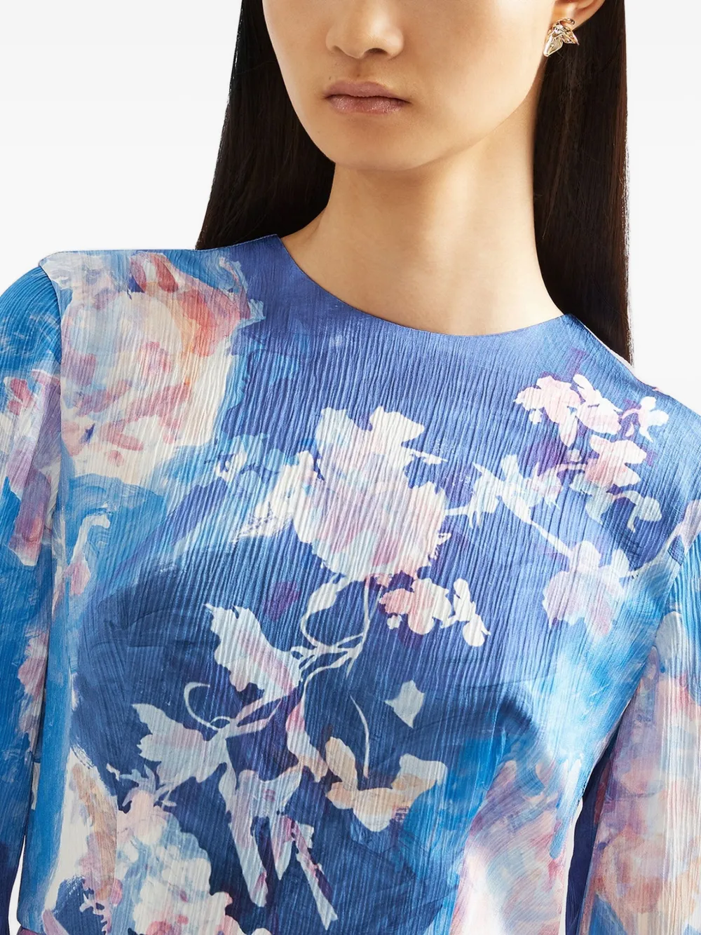 ERDEM Midi-jurk met bloemenprint Blauw