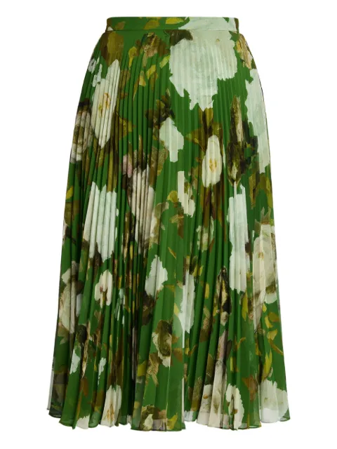 ERDEM falda midi con pliegues y estampado floral