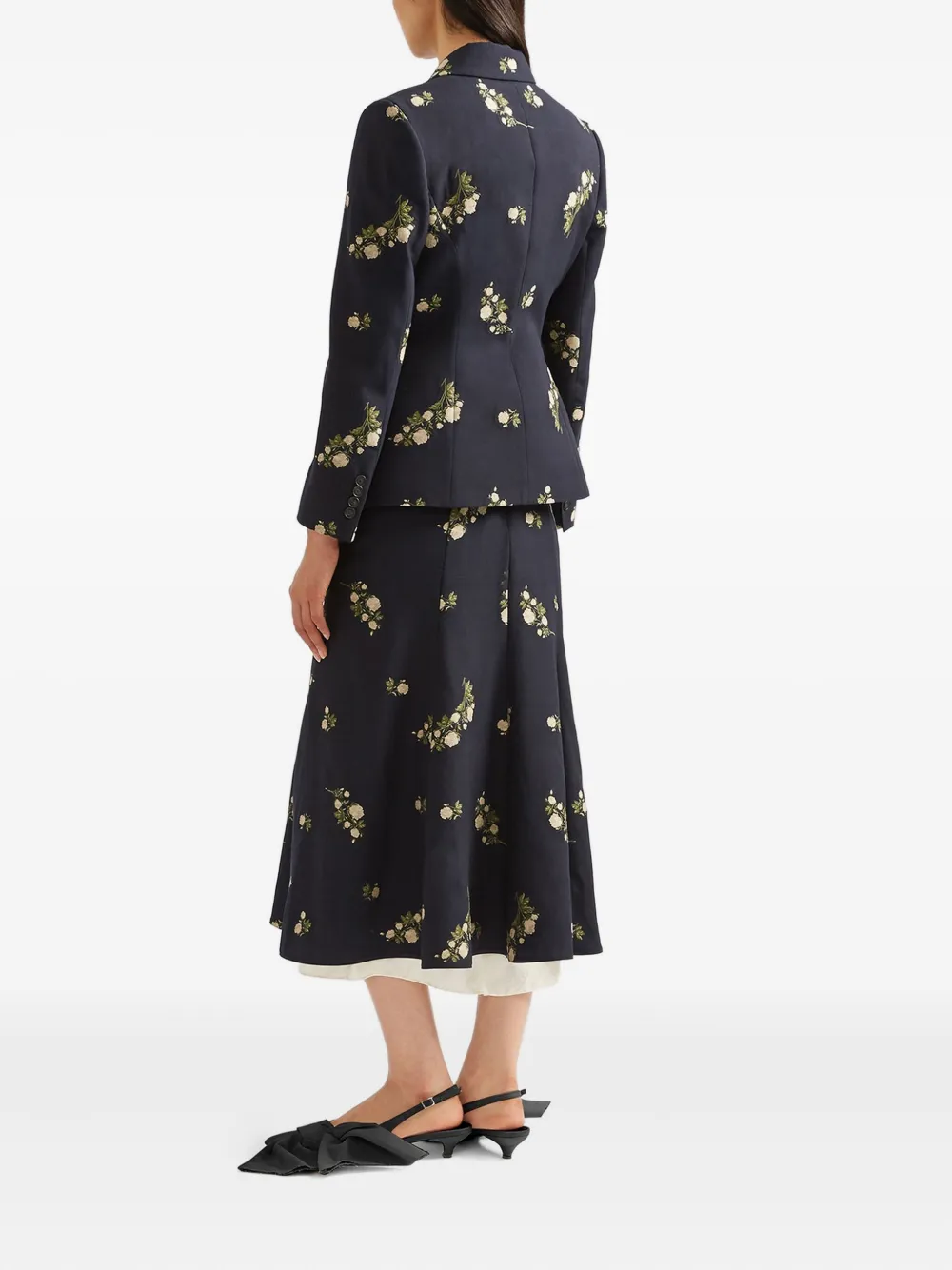 ERDEM floral midi skirt Blauw