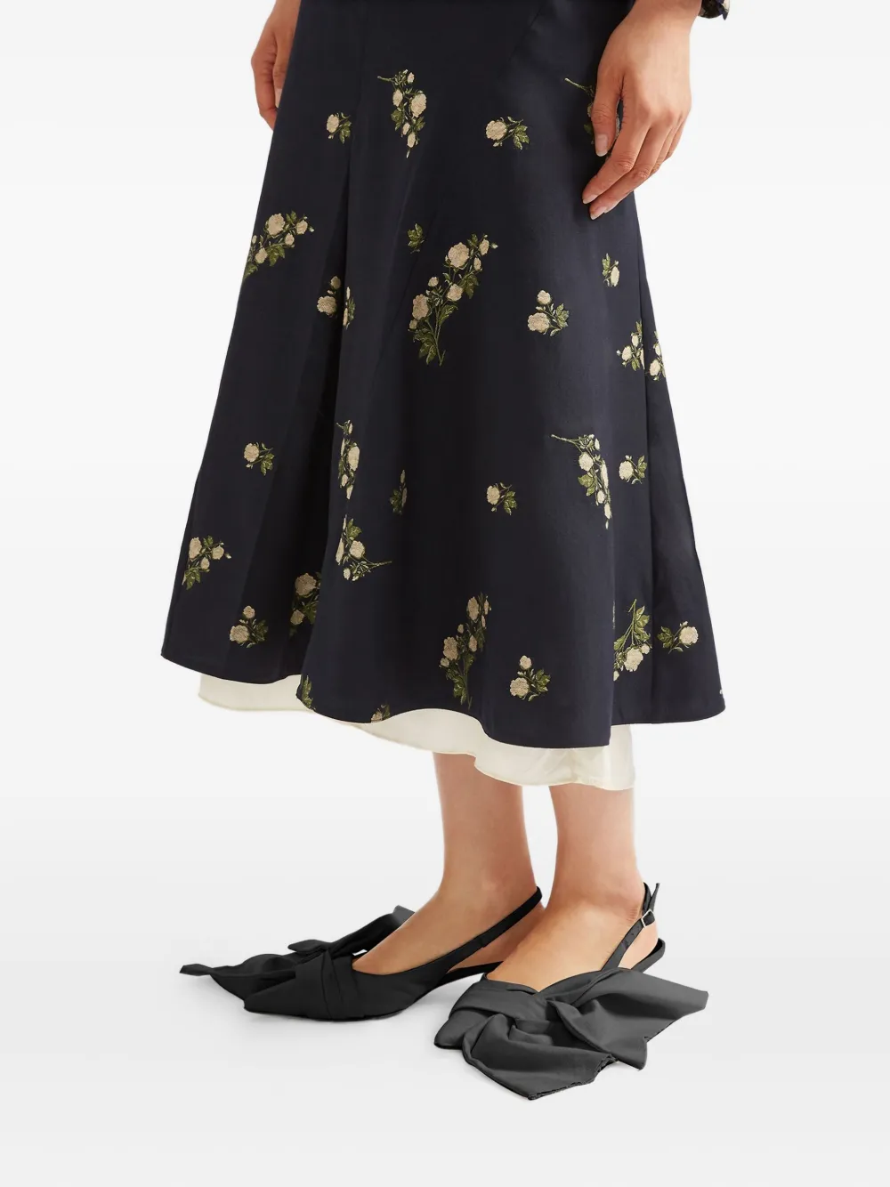 ERDEM floral midi skirt Blauw