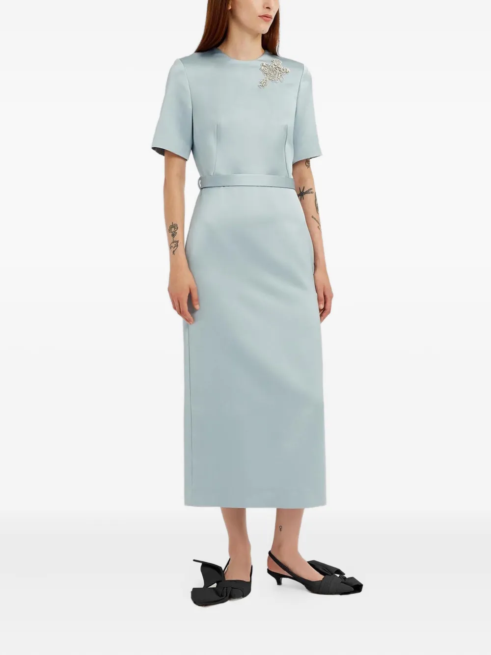 ERDEM Midi-jurk verfraaid met kristallen - Blauw