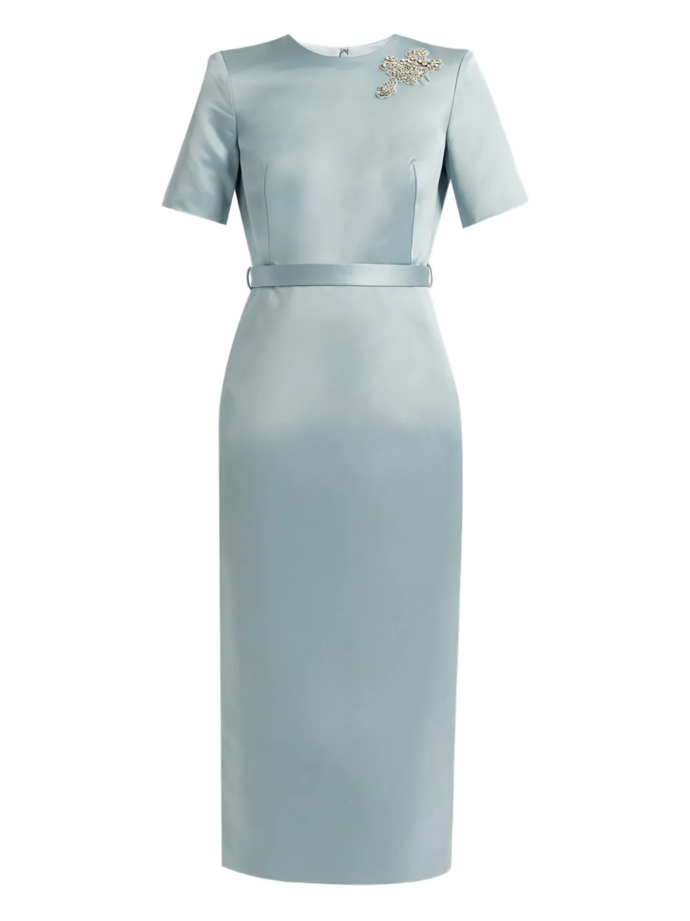 ERDEM crystal-embellished belted midi dress - Blue