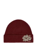 ERDEM crystal-embellished ribbed beanie - Red