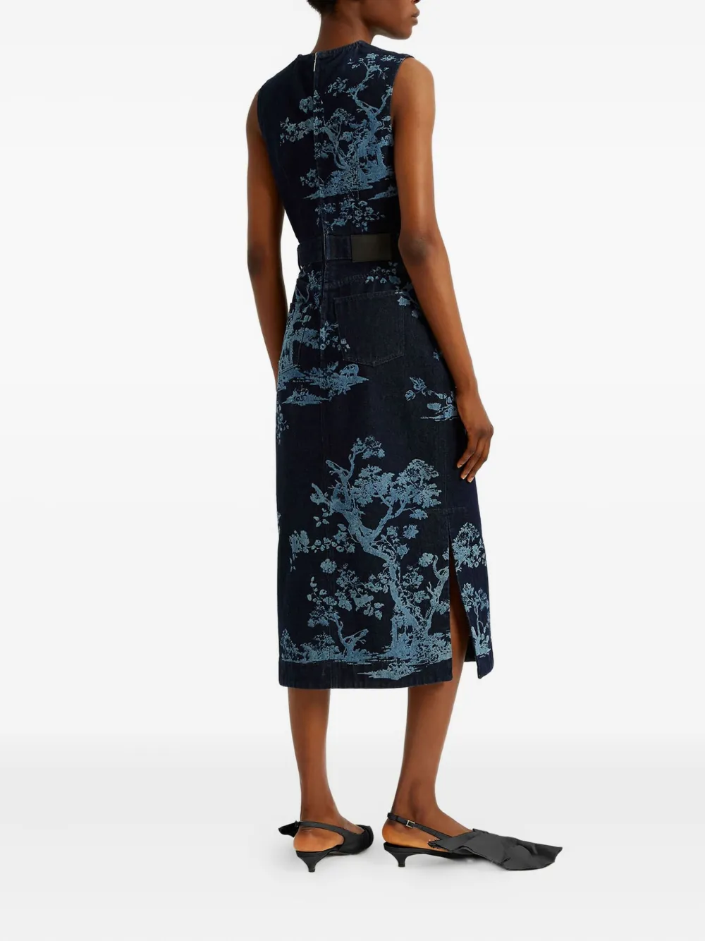 ERDEM Mouwloze jurk met print Blauw