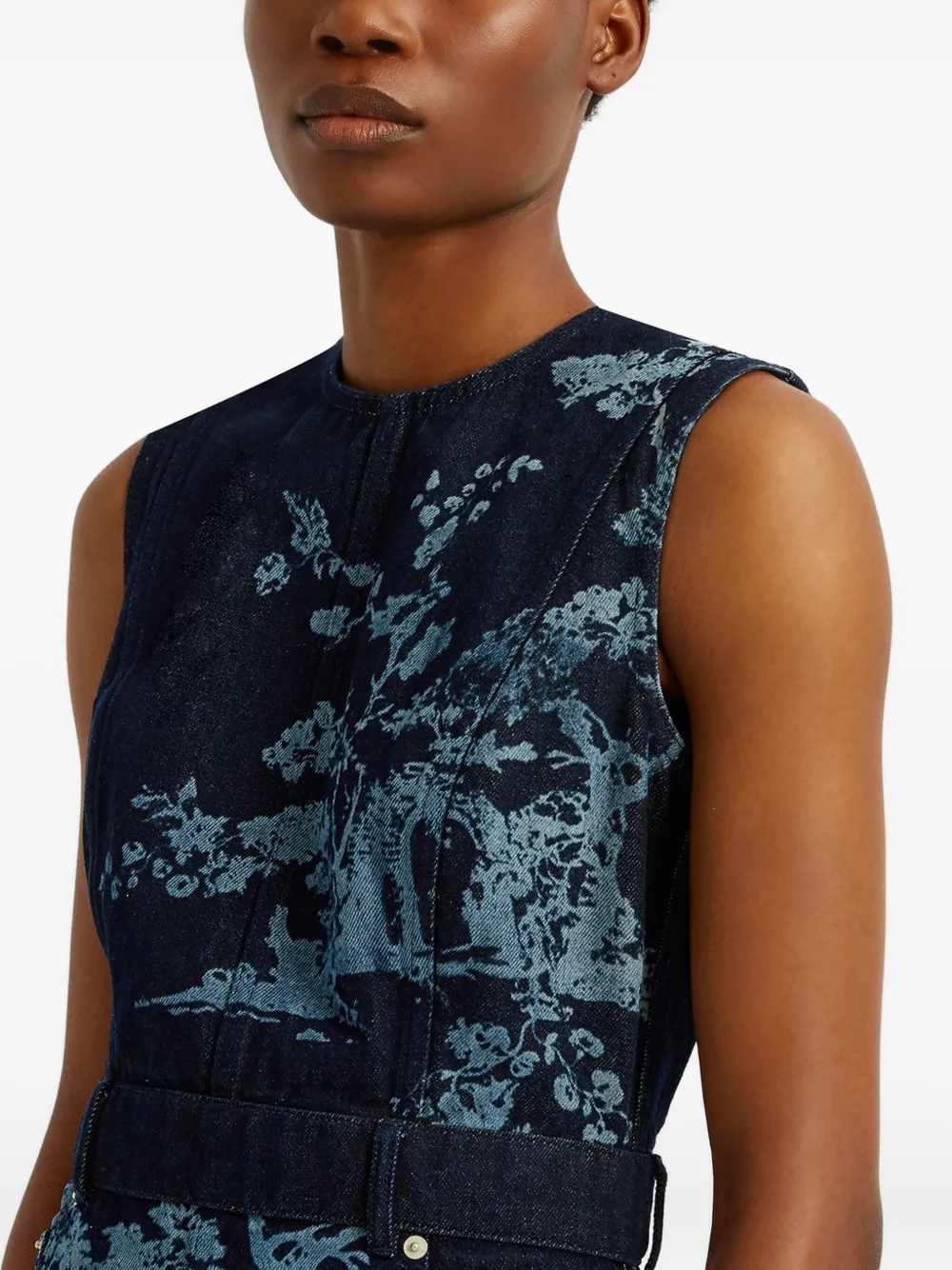 ERDEM Mouwloze jurk met print Blauw