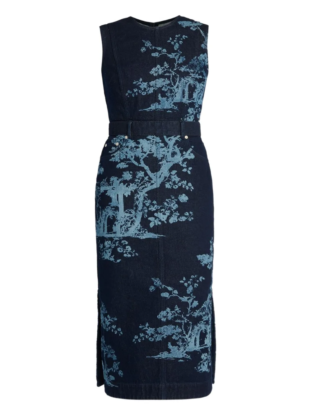 ERDEM Mouwloze jurk met print Blauw