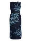 ERDEM trees-print sleeveless dress - Blue