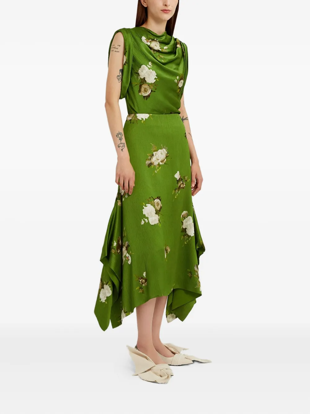 ERDEM Asymmetrische rok Groen