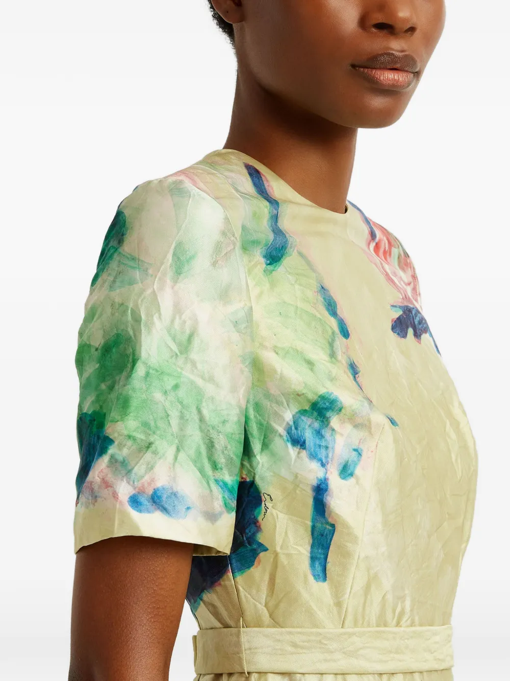 ERDEM Midi-jurk met bloemenprint Geel