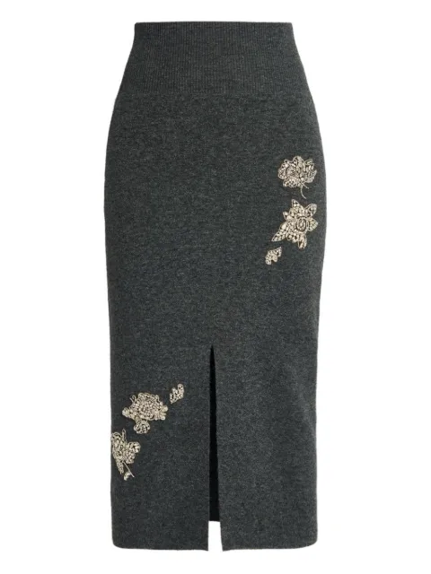ERDEM floral-embellished midi skirt