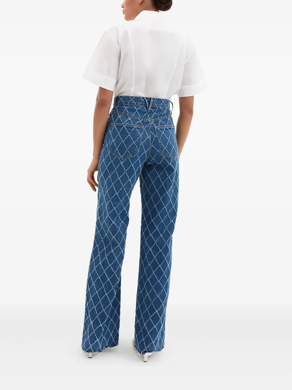 Veronica Beard Taylor Diamond Printed Wide-leg Jean In Blue