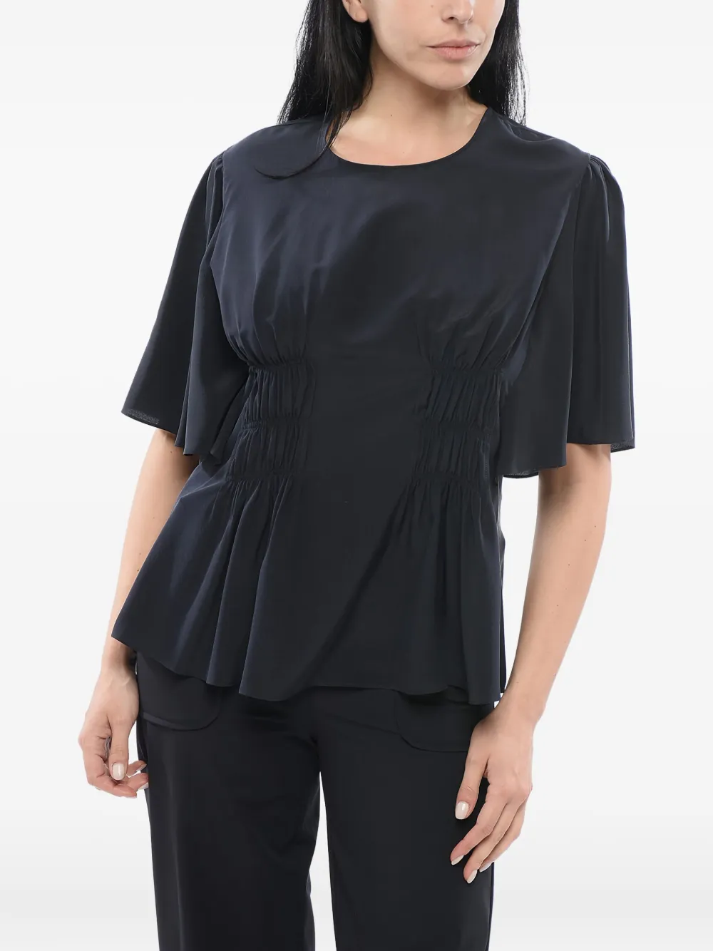 Chloé frill-detail gathered top Blauw